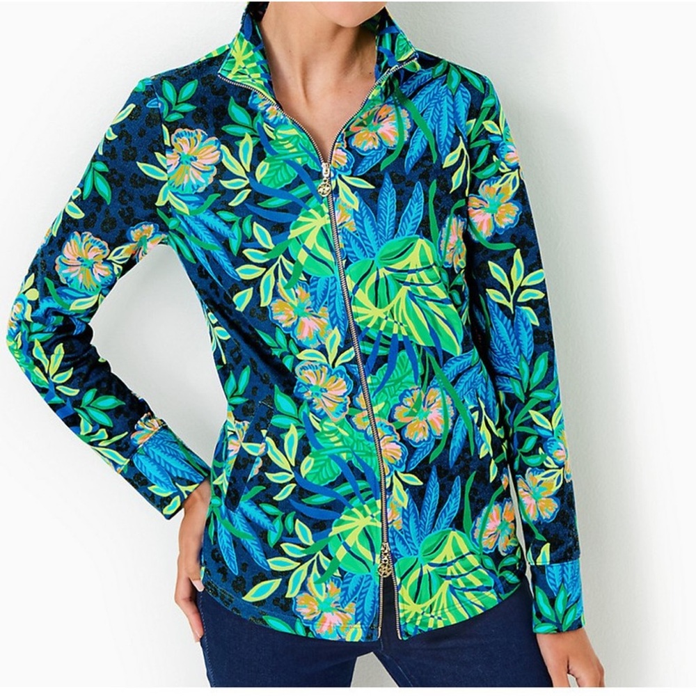 Lilly Pulitzer Leona Upf 50+ Zip-Up Multi Hottest Spot. Size Small.
